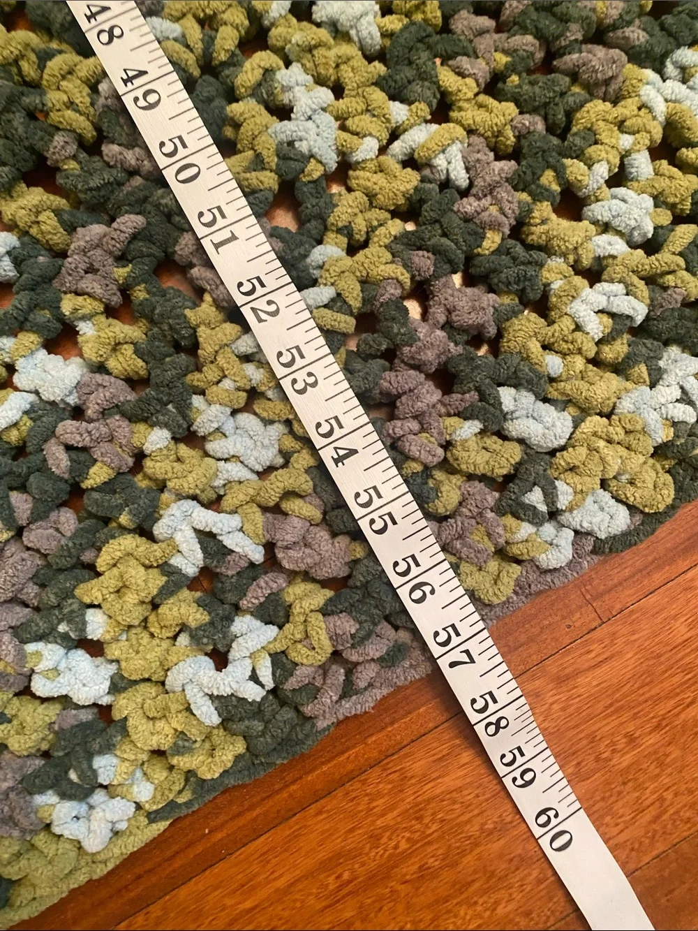 Handmade Multicolor Soft Crochet Throw Beautiful Color Olive, Cream Green 41x57
